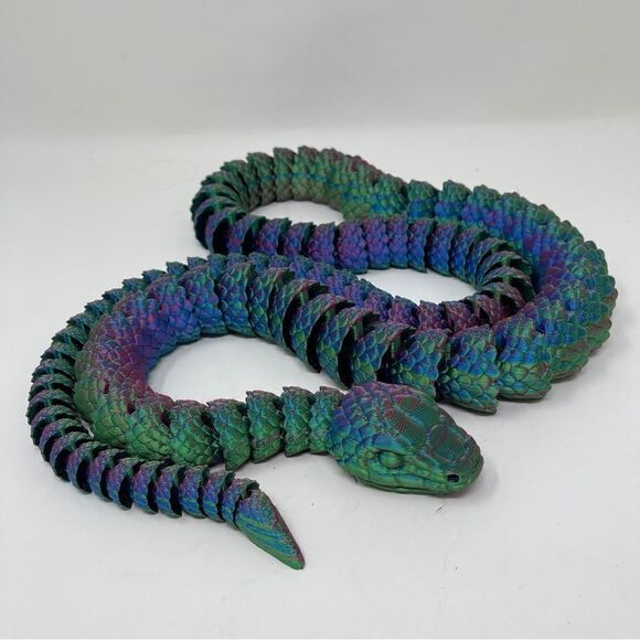 Articulating Snakes 3D Printed 5 Feet Long Green Purple Blue Color Educational - Picture 5 of 7